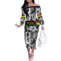 African-American Black Music Month Off The Shoulder Long Sleeve Dress Legends Tribute