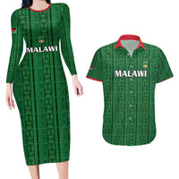 Custom Malawi Football Couples Matching Long Sleeve Bodycon Dress and Hawaiian Shirt Come On Flames - Green - Wonder Print Shop