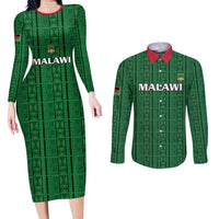 Custom Malawi Football Couples Matching Long Sleeve Bodycon Dress and Long Sleeve Button Shirt Come On Flames - Green - Wonder Print Shop