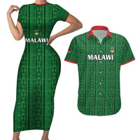 Custom Malawi Football Couples Matching Short Sleeve Bodycon Dress and Hawaiian Shirt Come On Flames - Green - Wonder Print Shop