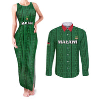 Custom Malawi Football Couples Matching Tank Maxi Dress and Long Sleeve Button Shirt Come On Flames - Green - Wonder Print Shop