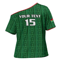 Custom Malawi Football Cross Shoulder Shirt Come On Flames - Green - Wonder Print Shop