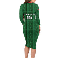 Custom Malawi Football Family Matching Long Sleeve Bodycon Dress and Hawaiian Shirt Come On Flames - Green - Wonder Print Shop