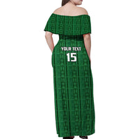 Custom Malawi Football Family Matching Off Shoulder Maxi Dress and Hawaiian Shirt Come On Flames - Green - Wonder Print Shop