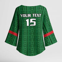 Custom Malawi Football Kimono Sleeve Blouse Come On Flames - Green - Wonder Print Shop