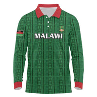 Custom Malawi Football Long Sleeve Polo Shirt Come On Flames - Green - Wonder Print Shop