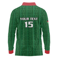 Custom Malawi Football Long Sleeve Polo Shirt Come On Flames - Green - Wonder Print Shop