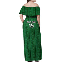 Custom Malawi Football Off Shoulder Maxi Dress Come On Flames - Green - Wonder Print Shop