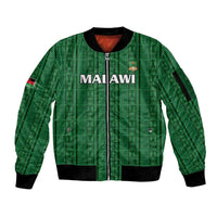 Custom Malawi Football Sleeve Zip Bomber Jacket Come On Flames - Green - Wonder Print Shop