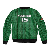 Custom Malawi Football Sleeve Zip Bomber Jacket Come On Flames - Green - Wonder Print Shop