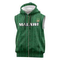 Custom Malawi Football Sleeveless Zip Hoodie Come On Flames - Green - Wonder Print Shop