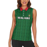 Custom Malawi Football Women Sleeveless Polo Shirt Come On Flames - Green - Wonder Print Shop