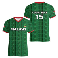 Custom Malawi Football Women V-Neck T-Shirt Come On Flames - Green - Wonder Print Shop