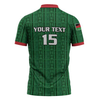 Custom Malawi Football Zipper Polo Shirt Come On Flames - Green - Wonder Print Shop