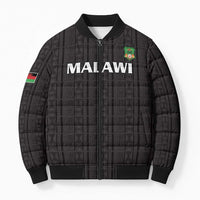 Custom Malawi Football Bomber Puffer Jacket Come On Flames - Black - Wonder Print Shop