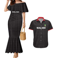 Custom Malawi Football Couples Matching Mermaid Dress and Hawaiian Shirt Come On Flames - Black - Wonder Print Shop