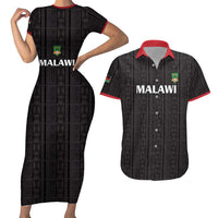 Custom Malawi Football Couples Matching Short Sleeve Bodycon Dress and Hawaiian Shirt Come On Flames - Black - Wonder Print Shop