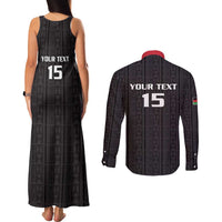 Custom Malawi Football Couples Matching Tank Maxi Dress and Long Sleeve Button Shirt Come On Flames - Black - Wonder Print Shop