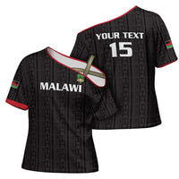 Custom Malawi Football Cross Shoulder Shirt Come On Flames - Black - Wonder Print Shop