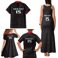 Custom Malawi Football Family Matching Tank Maxi Dress and Hawaiian Shirt Come On Flames - Black - Wonder Print Shop