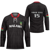 Custom Malawi Football Hockey Jersey Come On Flames - Black - Wonder Print Shop