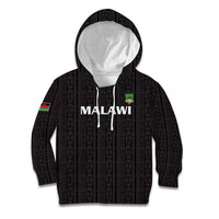 Custom Malawi Football Kid Hoodie Come On Flames - Black - Wonder Print Shop