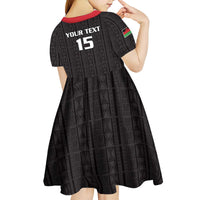 Custom Malawi Football Kid Short Sleeve Dress Come On Flames - Black - Wonder Print Shop