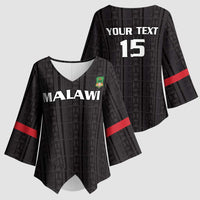 Custom Malawi Football Kimono Sleeve Blouse Come On Flames - Black - Wonder Print Shop