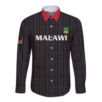 Custom Malawi Football Long Sleeve Button Shirt Come On Flames - Black - Wonder Print Shop