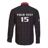 Custom Malawi Football Long Sleeve Button Shirt Come On Flames - Black - Wonder Print Shop