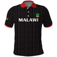 Custom Malawi Football Polo Shirt Come On Flames - Black - Wonder Print Shop