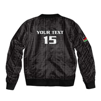 Custom Malawi Football Sleeve Zip Bomber Jacket Come On Flames - Black - Wonder Print Shop