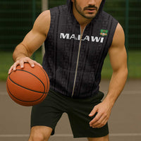 Custom Malawi Football Sleeveless Zip Hoodie Come On Flames - Black - Wonder Print Shop