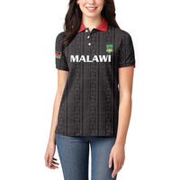 Custom Malawi Football Women Polo Shirt Come On Flames - Black - Wonder Print Shop