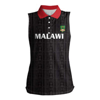 Custom Malawi Football Women Sleeveless Polo Shirt Come On Flames - Black - Wonder Print Shop