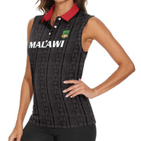 Custom Malawi Football Women Sleeveless Polo Shirt Come On Flames - Black - Wonder Print Shop