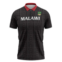 Custom Malawi Football Zipper Polo Shirt Come On Flames - Black - Wonder Print Shop