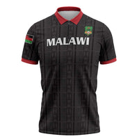 Custom Malawi Football Zipper Polo Shirt Come On Flames - Black - Wonder Print Shop