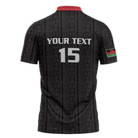 Custom Malawi Football Zipper Polo Shirt Come On Flames - Black - Wonder Print Shop
