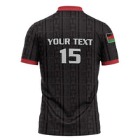 Custom Malawi Football Zipper Polo Shirt Come On Flames - Black - Wonder Print Shop