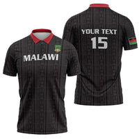 Custom Malawi Football Zipper Polo Shirt Come On Flames - Black - Wonder Print Shop