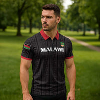 Custom Malawi Football Zipper Polo Shirt Come On Flames - Black - Wonder Print Shop