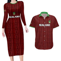 Custom Malawi Football Couples Matching Long Sleeve Bodycon Dress and Hawaiian Shirt Come On Flames - Red - Wonder Print Shop