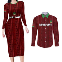 Custom Malawi Football Couples Matching Long Sleeve Bodycon Dress and Long Sleeve Button Shirt Come On Flames - Red - Wonder Print Shop