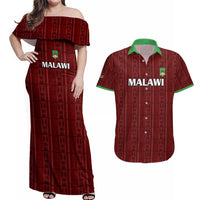 Custom Malawi Football Couples Matching Off Shoulder Maxi Dress and Hawaiian Shirt Come On Flames - Red - Wonder Print Shop