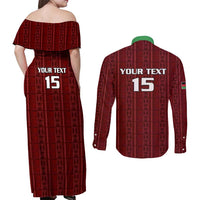 Custom Malawi Football Couples Matching Off Shoulder Maxi Dress and Long Sleeve Button Shirt Come On Flames - Red - Wonder Print Shop