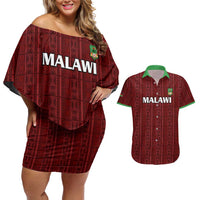 Custom Malawi Football Couples Matching Off Shoulder Short Dress and Hawaiian Shirt Come On Flames - Red - Wonder Print Shop