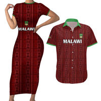 Custom Malawi Football Couples Matching Short Sleeve Bodycon Dress and Hawaiian Shirt Come On Flames - Red - Wonder Print Shop