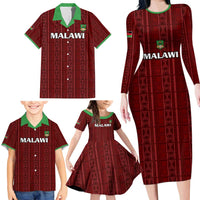 Custom Malawi Football Family Matching Long Sleeve Bodycon Dress and Hawaiian Shirt Come On Flames - Red - Wonder Print Shop