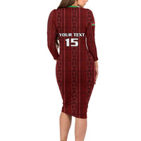 Custom Malawi Football Family Matching Long Sleeve Bodycon Dress and Hawaiian Shirt Come On Flames - Red - Wonder Print Shop